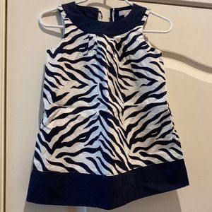 Janie and Jack Zebra Print Dress Navy Blue 12-18mo